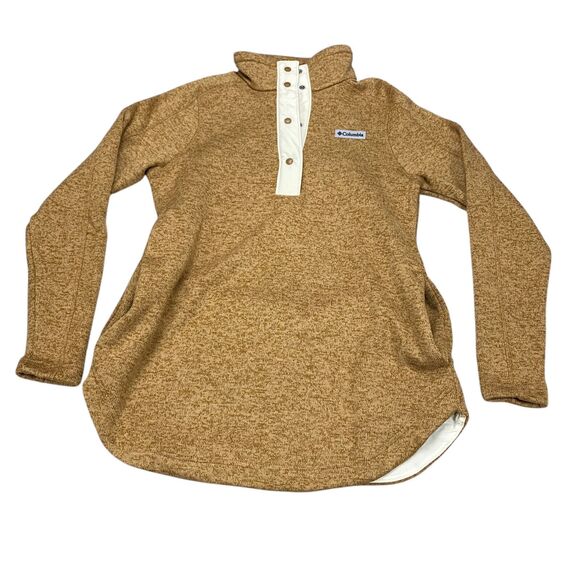 Columbia Women's Small Sweater Weather Fleece Tunic 1/4 Button Camel Brown - Picture 12 of 15
